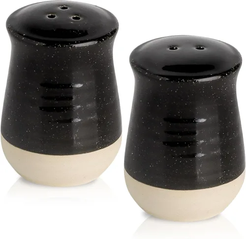 Miniatura 8 de Hasense Juego de salero y pimentero, salero blanco de cerámica para encimera de cocina, bonitos pimenteros, juego de coctelero de especias