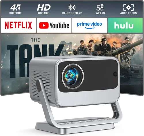 [Compatible con Netflix y TOF en tiempo real Focus] Mini proyector con WiFi y Bluetooth, proyector inteligente XuanPad gris claro soporte 4K, Dolby
