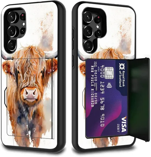 Miniatura 11 de Funda híbrida de doble capa con función atril para Samsung Galaxy A16 5G de 6.9 pulgadas, diseño de vaca con bandera estadounidense