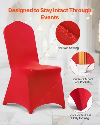 Miniatura 55 de VEVOR 150 fundas blancas para sillas de poliéster y elastano, fundas elásticas para bodas, fiestas, comedor, banquetes, sin pinzas, 150