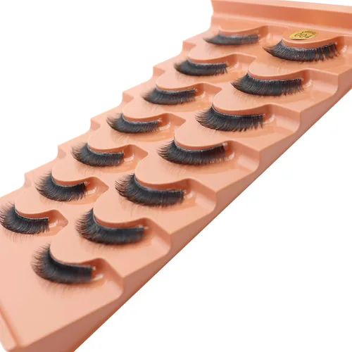 Miniatura 4 de DAODER - Pestañas postizas cortas y gruesas de visón de 0.394 pulgadas, aspecto natural, banda fina, suave, rizo D, 7 pares (004 cortas gruesas)