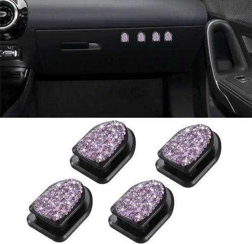 Miniatura 10 de WINKA Ganchos brillantes para automóvil, 4 piezas, accesorios de cristal, lindo gancho para salpicadero, llaves, lentes de sol, gancho
