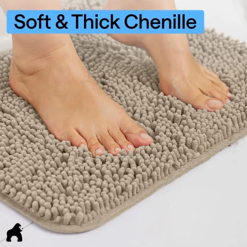 Miniatura 319 de Gorilla Grip - Tapete de baño de felpilla gruesa, suave y absorbente, secado rápido, de microfibra, con reverso de caucho, para piso de ducha, Nube