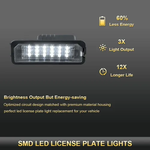 Miniatura 2 de Gempro Luz de matrícula, montaje de lámpara de matrícula LED para Volkswagen VW Golf 4 5 6 GTi CC Rabbit Eos Beetle Porsche Boxster Cayman Cayenne
