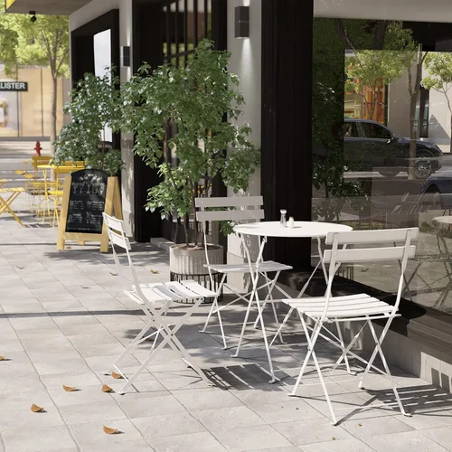 Miniatura 3 de Grand patio Juego de muebles plegables de 3 piezas para exteriores, diseño portátil para bistró y balcón (blanco con cojín)