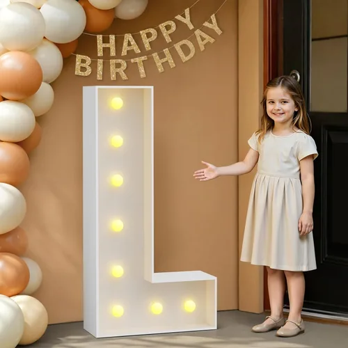 Miniatura 90 de IMPRSV Letras de mosaico iluminadas de marquesina, 4 pies para globos y fiestas, decoración de kit de arco