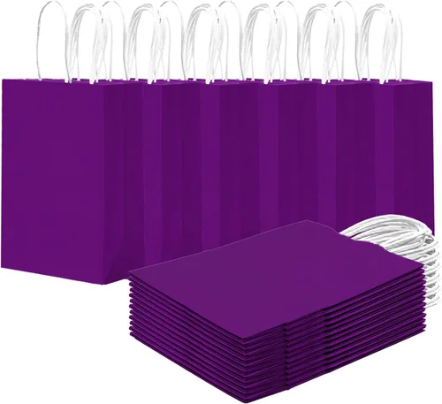Miniatura 23 de qiqee 24 bolsas de regalo pequeñas con asas a granel de 8.3 x 6 x 3 pulgadas, bolsas de regalo amarillas brillantes, múltiples usos (tamaño pequeño)