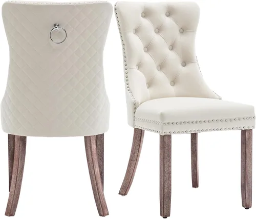 Juego de 2 Sillas de Comedor de Terciopelo, Sillas Tapizadas para Comedor con Adornos de Clavos, Sillas de Comedor Modernas 2, Sillas de Cocina de