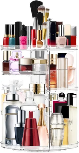 Organizador de maquillaje giratorio de 360 grados, organizador de cosméticos ajustable para bricolaje, carrusel de maquillaje, estante giratorio,