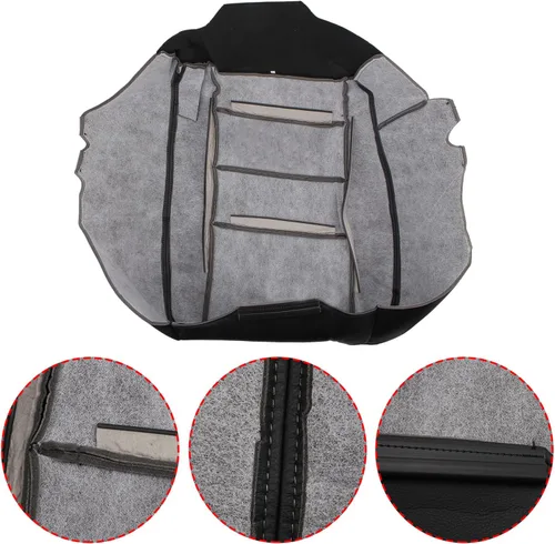 Miniatura 4 de AUTOKAY Funda de asiento perforada para Ford F250 F350 Super Duty Lariat XLT 2004 2005, funda de asiento de cuero negro para conductor y pasajero
