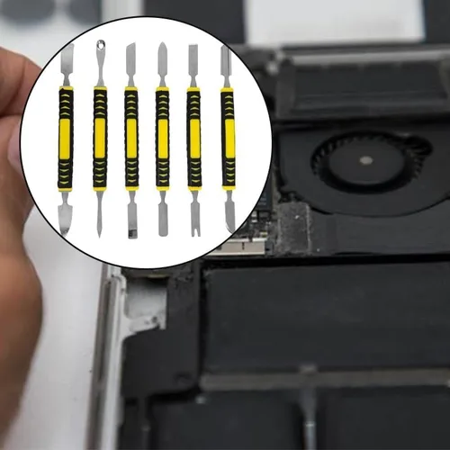 Miniatura 5 de Juego de 6 barras de palanca de metal, herramientas Spudger de 6 pulgadas con asas antideslizantes para reparación electrónica, teléfono