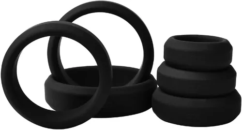 Miniatura 6 de Cob Anillos de silicona para hombres, paquete variado de 6 tamaños, anillos elásticos para el pene para adultos, juguetes de bienestar sexual