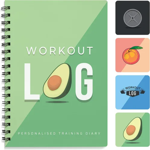 Planificador de entrenamiento para seguimiento diario de fitness y establecimiento de objetivos, tamaño A5, 6 x 8 pulgadas, verde avo, cubierta más