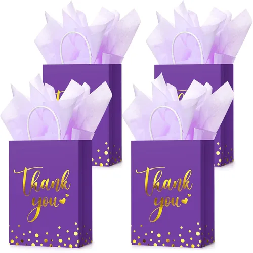 Miniatura 14 de Tinlade 30 bolsas de regalo de agradecimiento con papel de seda dorado con asa para graduación, negocios, compras, boda, ducha, regalos de fiesta