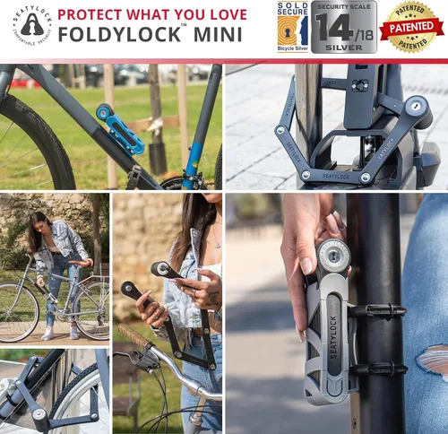 Miniatura 4 de Seatylock FoldyLock Mini Candado Plegable para Bicicleta - Candado de Bicicleta Ligero Patentado de Servicio Pesado - Protector Antirrobo con Llave
