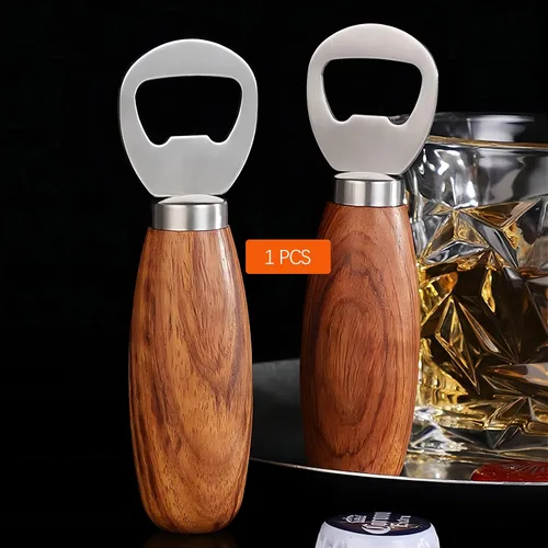 Miniatura 5 de GREATLINK Abrebotellas de cerveza personalizado con mango de madera, bonito abridor de mano de madera para latas de soda, abrebotellas de sidra