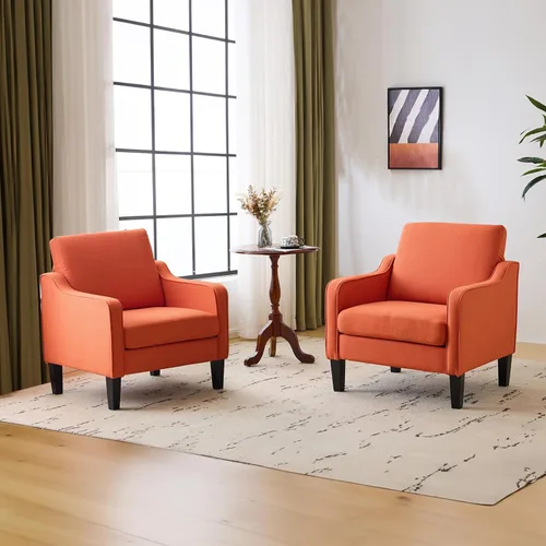 Miniatura 33 de VINGLI Juego de 2 Sillas de Acento Modernas, Sillas Beige para Sala de Estar, Sillón Cómodo para Dormitorio, Silla de Sofá Tapizada, Silla