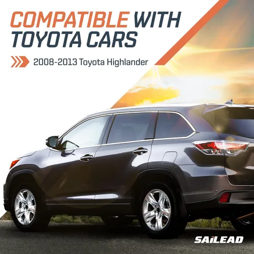 Miniatura 4 de SAILEAD - Visera solar para el lado izquierdo del conductor compatible con el Toyota Highlander 2008, 2009, 2010, 2012 o 2013, con luz