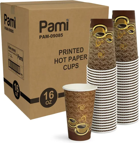 Miniatura 10 de PAMI Vasos de papel para café caliente de 8 onzas, [Paquete de 50], desechables, para llevar para bebidas calientes, vasos de papel de un solo uso