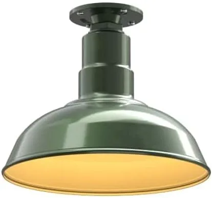 Miniatura 138 de Steel Lighting Co. El Segundo - Lámpara de granero Colgante montado en el techo Domo de 12 pulgadas Vástago de 12 pulgadas Luz de acero