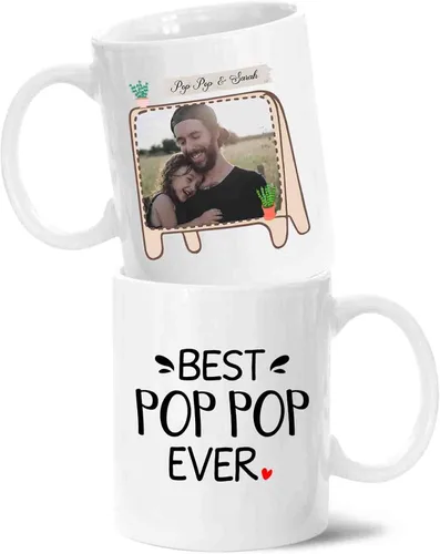 Miniatura 10 de Taza personalizada con foto y nombre – Tazas de café de cerámica personalizadas Bet Pop Ever Regalos para el abuelo – Taza Pop Pop – Regalo
