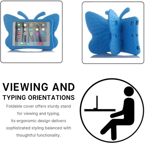 Miniatura 4 de Simicoo Funda de mariposa 3D para iPad 10.2 9 8 7 niños con soporte Lite de espuma EVA a prueba de golpes resistente funda para tableta para niñas