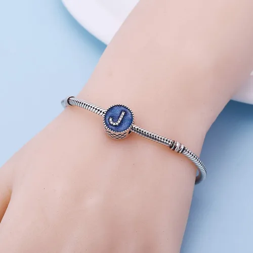 Miniatura 4 de Cuentas de plata de ley 925 sólidas con letras de la A a la Z opciones de regalo del alfabeto para pulseras europeas Pandora Plata esterlina