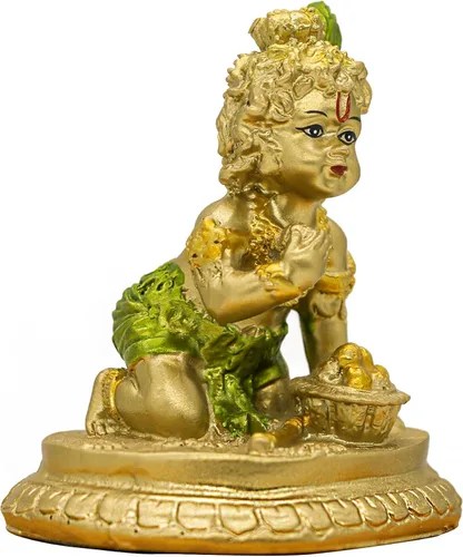 Miniatura 7 de Ídolo de Krishna Hindu God Baby Krishna – 3.7 pulgadas de alto, estatua india de Krishna para el hogar, oficina, templo mandir, artículo de Pooja