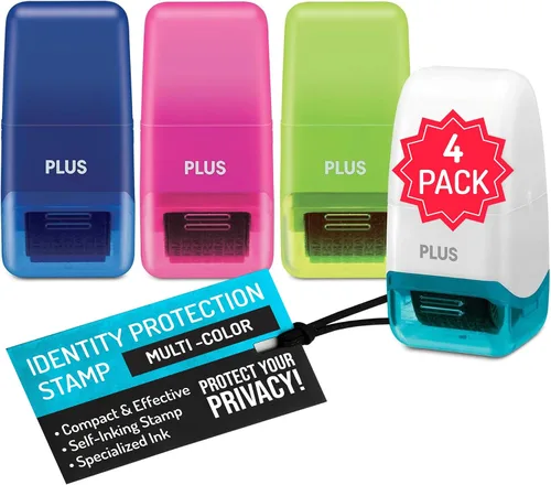 Guard Your ID Identity Protection - Rodillo de sello de lujo, multicolor, paquete de 4 unidades Deluxe Multicolor