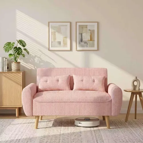 Miniatura 11 de Shintenchi Sofá Loveseat Pequeño y Moderno, Sofá de 2 Asientos Tapizado en Tela de Mediados de Siglo, Muebles Love Seats para Espacios Pequeños