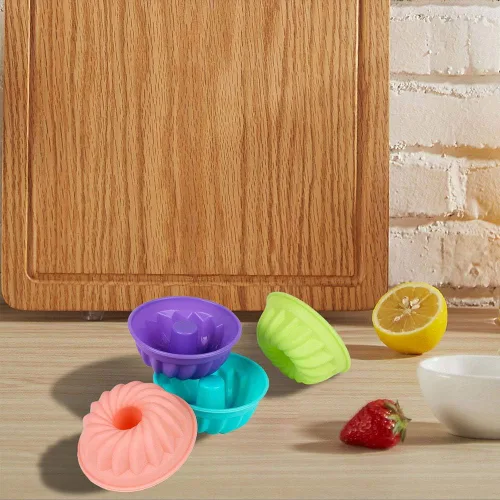 Miniatura 4 de GiFBERA Mini tubo estriado de silicona para hornear moldes de 3 pulgadas para tartas, se adapta a moldes estándar para magdalenas/cupcakes, 12