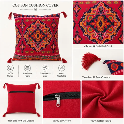 Miniatura 2 de Juego de 5 fundas de almohada étnicas indias para sofá, decoración de árabe occidental, juego de 5 fundas coloridas de estilo bohemio para sofá