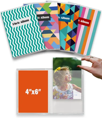 Álbumes de fotos pequeños de 4 x 6 pulgadas, paquete de 4 unidades, capacidad para 36 fotos cada uno, mini álbumes de fotos de 4 x 6, álbumes de
