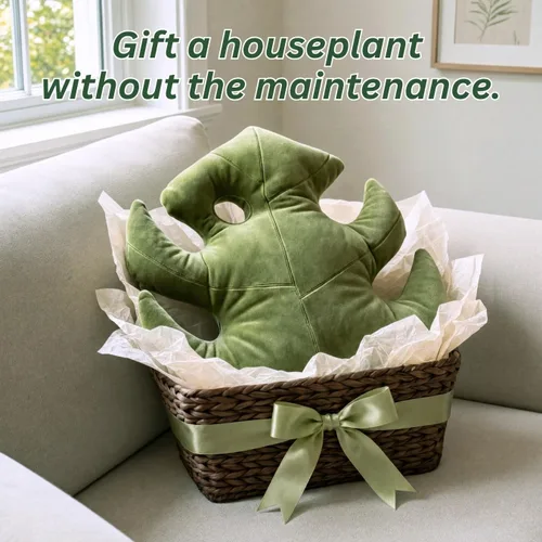 Miniatura 6 de Green Philosophy Co. Almohada de hojas de Monstera - Tierra Musgosa - Almohada de felpa grande y suave con forma de planta para sofá, cama o rincón