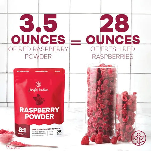 Miniatura 6 de Jungle Powders Polvo de Frambuesa Bolsa de 3.5 Onzas, Frambuesas Liofilizadas en Polvo de Grado Alimenticio Sin Endulzar, Sin Aditivos, Sin Rellenos