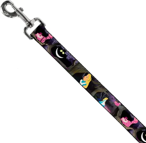 Miniatura 2 de Correa para mascotas con hebilla – Escenas de Alicia y el gato Cheshire – 4 pies de largo – 1" de ancho
