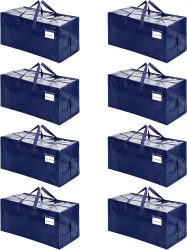 Miniatura 29 de VENO Paquete de 2 bolsas de mudanza, correas de mochila, mudanza, cajas de almacenamiento universitario, con tapas, resistentes, extragrandes, asas
