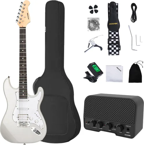 Miniatura 7 de AODSK - Guitarra eléctrica con amplificador, kit para principiantes de 39 pulgadas de cuerpo sólido de tamaño completo, todos los accesorios