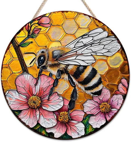 Miniatura 16 de Placa de pared personalizada de madera de abeja de miel, regalos para apicultores, letrero de granja de res, letrero de abeja, decoración de abeja