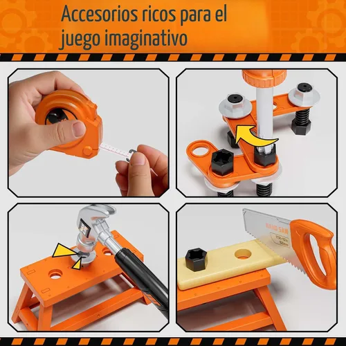 Miniatura 7 de KidBloom Juego de Herramientas para Niños Pequeños, Juego de Herramientas para Niños con Taladro de Juguete, Herramientas para Niños con Caja