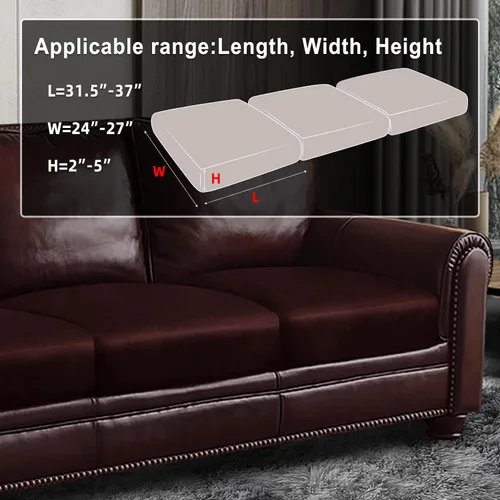 Miniatura 3 de ANARACHON Fundas de cojín de sofá con aspecto de cuero, juego de fundas de asiento de sofá, protector de muebles para sillón seccional, sofá biplaza