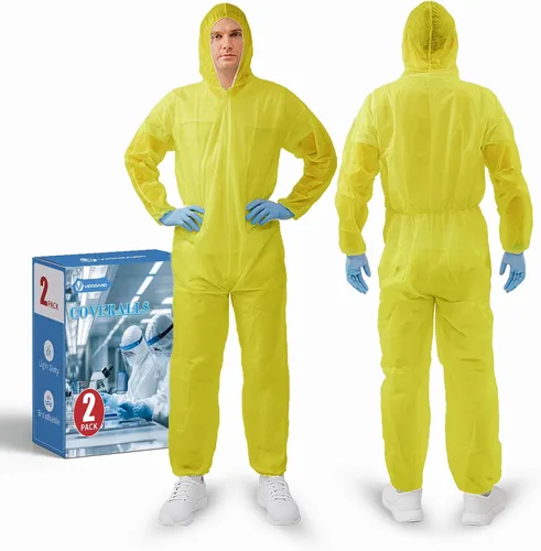 Miniatura 12 de Trajes de materiales peligrosos, 10 opciones de colores Monos protectores desechables, traje de pintura con muñecas elásticas, tobillos y capucha