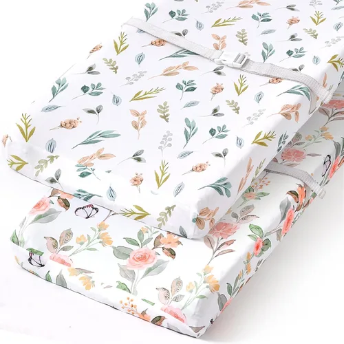 Miniatura 61 de Pack n Play Sheets, BROLEX 2 Pack Mini Crib Sheets,Stretchy Portable Fitted Playard Sheet Set, Convertible Playard Mattress Cover,Ultra Soft