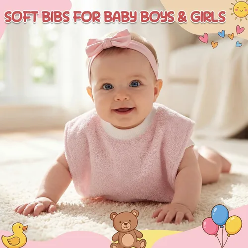 Miniatura 3 de Foaincore 3 piezas de cobertura completa para niños pequeños, baberos de bebé, baberos absorbentes de algodón toalla de rizo para niños pequeños