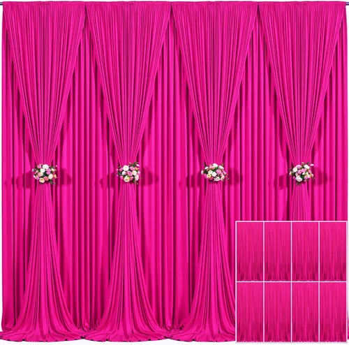Miniatura 22 de Cortina de fondo beige de 10x10 para bodas y fiestas, cortina de fondo beige sin arrugas para fotos, cortinas de fondo para decoración de baby Gris