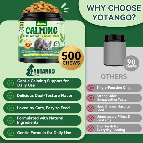Miniatura 6 de YOTANGO Golosinas calmantes para gatos: 500 masticables calmantes crujientes para gatos gatitos, alivio de la ansiedad y reducción del estrés