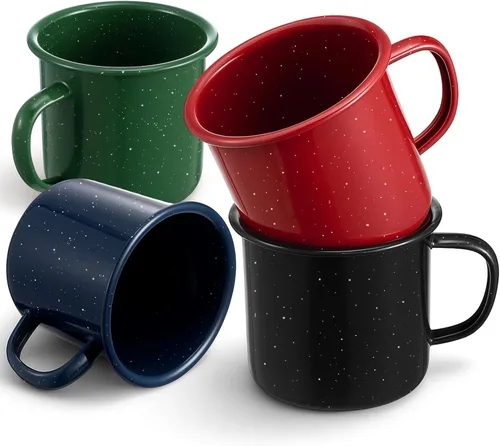 Miniatura 7 de Mimorou 2 tazas esmaltadas de 16 onzas para acampar al aire libre, tazas de café para bebidas frías y calientes, duraderas para el hogar, viajes