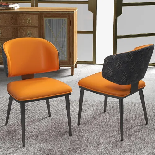 Miniatura 11 de Juego de 2 sillas de comedor, modernas sillas de comedor tapizadas, respaldo alto, piel sintética, silla de cocina, silla de comedor sin brazos