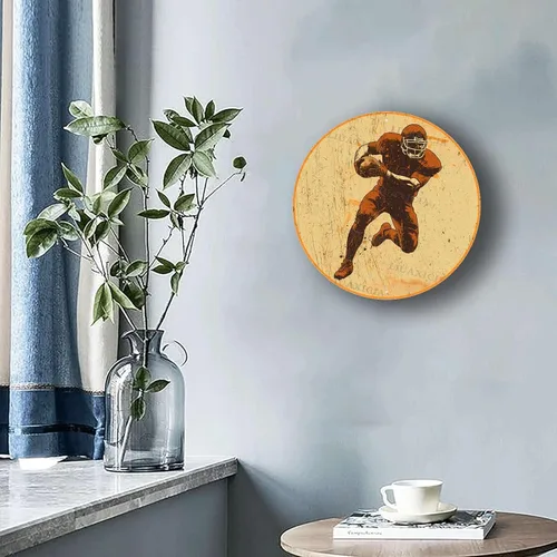 Miniatura 3 de LIUAXICIA Cartel de fútbol deportivo vintage redondo de aluminio de metal, jugador retro americano para bar y hogar, 8.00 x 8.00 pulgadas