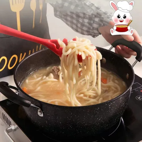 Miniatura 6 de Tenedor de silicona para pasta, 2 cucharas de espagueti, tenedor para pasta, resistente al calor, 480 °F, higiénico, cucharas de pasta de grado